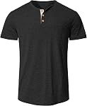 TARAINYA Men's Henley Shirts Cotton Button Short Sleeve Casual T-Shirts Homme with Pocket