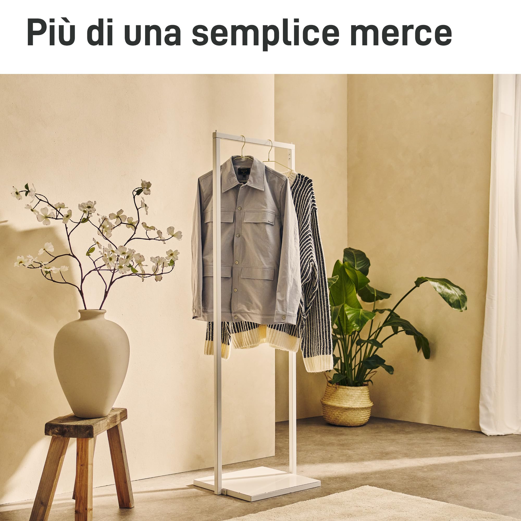 Natural Goods Berlin Appendiabiti BASIS (nero, 100 cm) – Asta appendiabiti in metallo robusto – Asta appendiabiti autoportante per camera da letto, soggiorno e ufficio