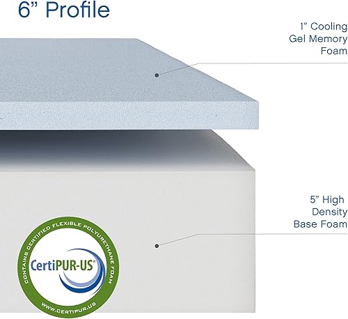 Miniatura 12 de COOL GEL Classic Brands - Colchón de espuma viscoelástica refrescante, de 6pulgadas, con certificado CertiPUR-US, en caja, tamaño individual XL