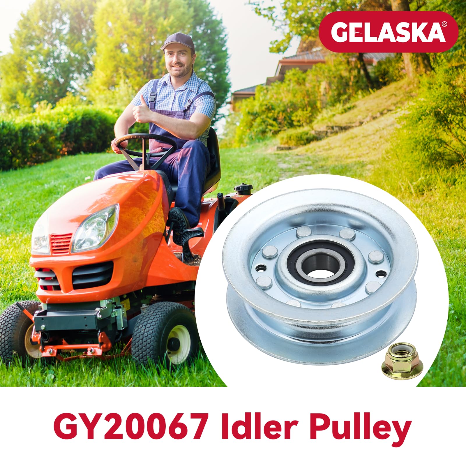 GELASKA GY22172 Puleggia folle di ricambio per puleggia folle John Deere GY22172 John Deere - GY22172, puleggia folle John Deere GY20067 per ponti John Deere LA115, La145, L100, L105, L110