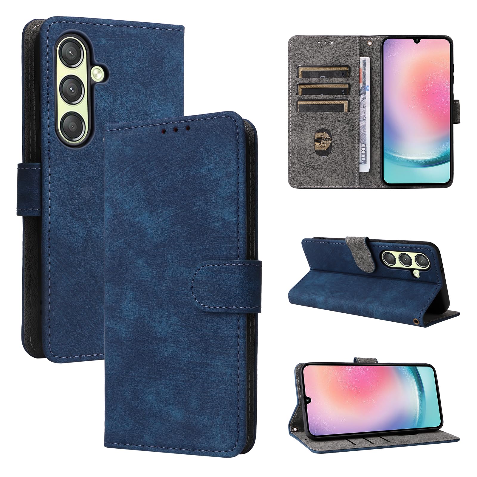 Pzwoxukhov Compatible with Samsung Galaxy S25+ Case Cover,Compatible with Samsung Galaxy S25 Plus Phone Case,PU Leather, Flip Case Cover Blue