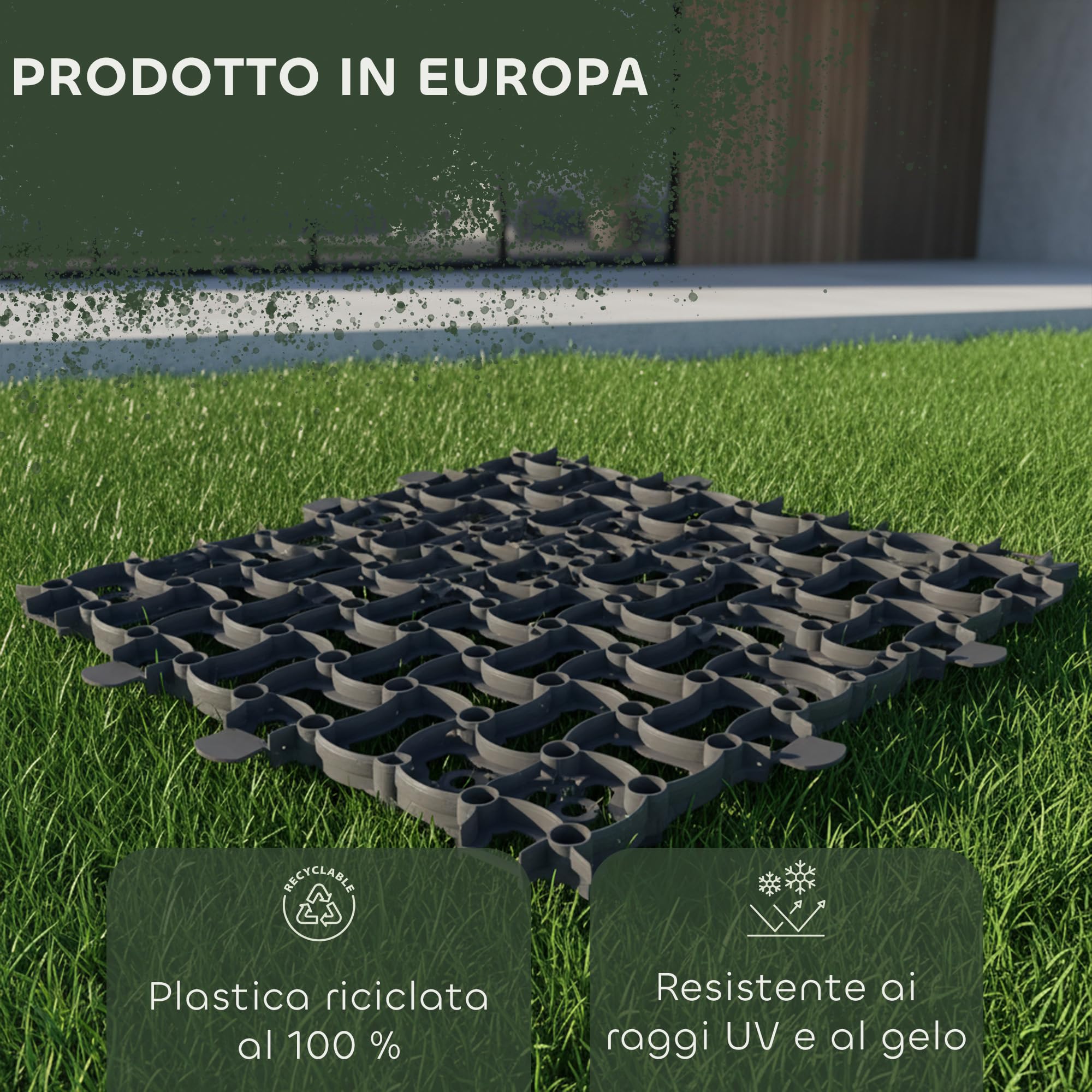 GARDENIX Griglia per prato, 20 pezzi, 50 x 50 cm, 5,00 m², a nido d'ape per prato, in ghiaia, verde