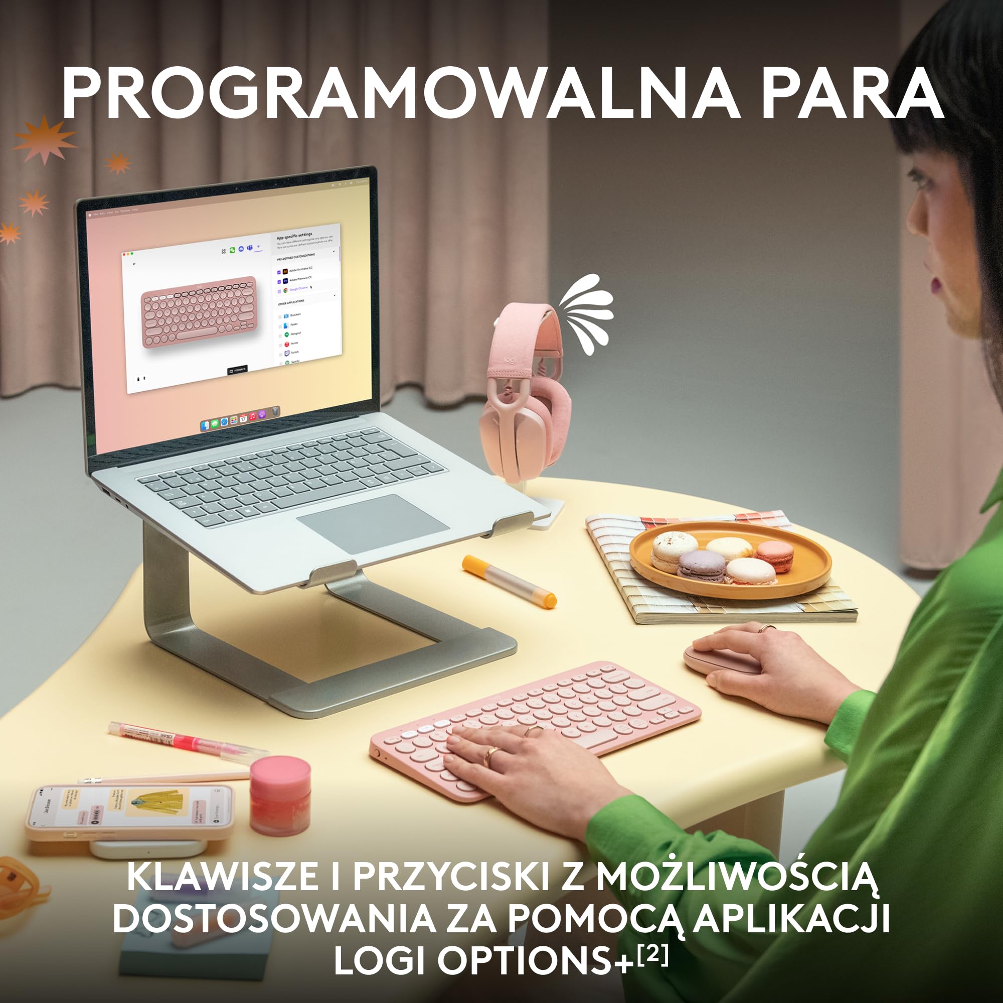 Logitech Pebble 2 Combo, Bezprzewodowa klawiatura i mysz, cicha i przenośna, personalizowana, Logi Bolt, Bluetooth, Easy-Switch dla Windows, macOS, iPadOS, Chrome,QWERTY układ US international, Różowy