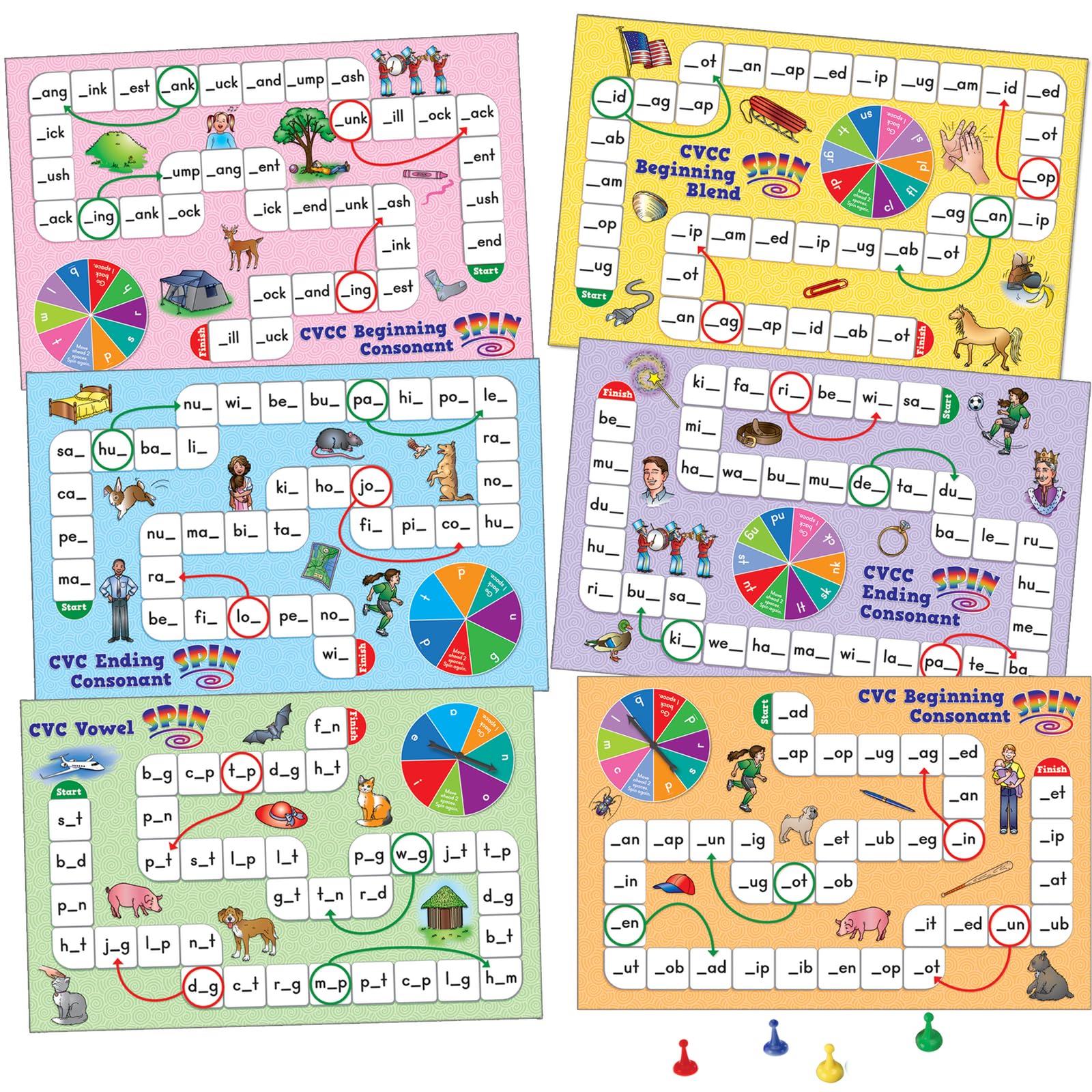 Short Vowel Pattern Word Building Board Games - 1 Game