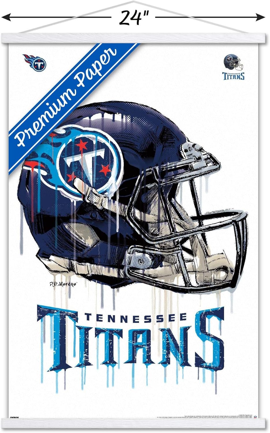 Trends International NFL Tennessee Titans - Drip Helmet 20 Wall Poster, 22.375" x 34", Premium Print and White Hanger Bundle