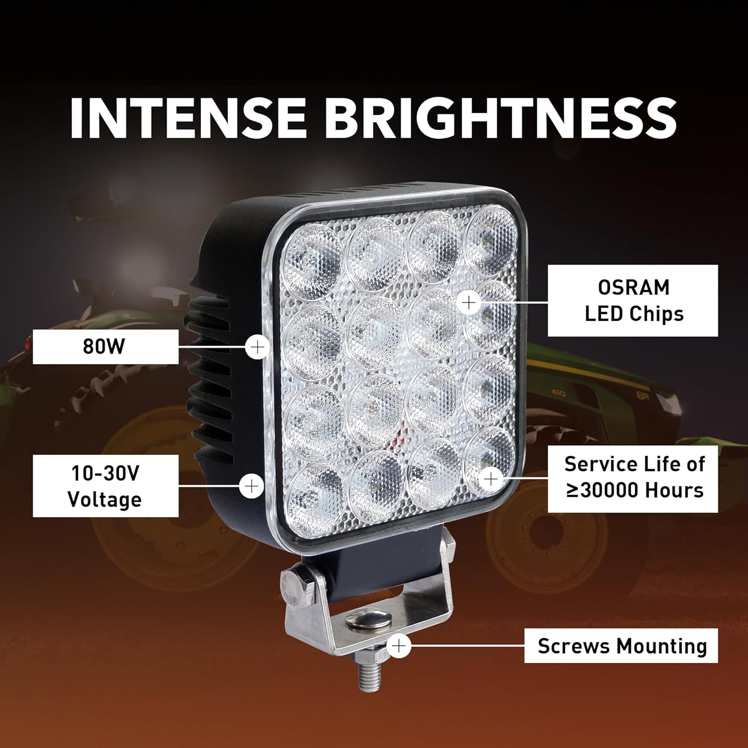 Outdoor Construction Lights - 80W Work Light with Premium LED Chips - Fog Light for Tractors & Construction Equipment - Resilient to Dust & Water - Hendo 4.2 Inch LED Backup Lights for Trucks, EL204