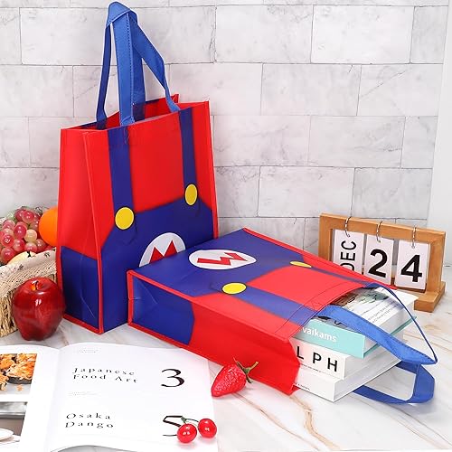 Miniatura 6 de Bolsa de lona con patrón de dibujos animados, bolsa de compras reutilizable respetuosa con el medio ambiente, adecuada para fiestas de cumpleaños,