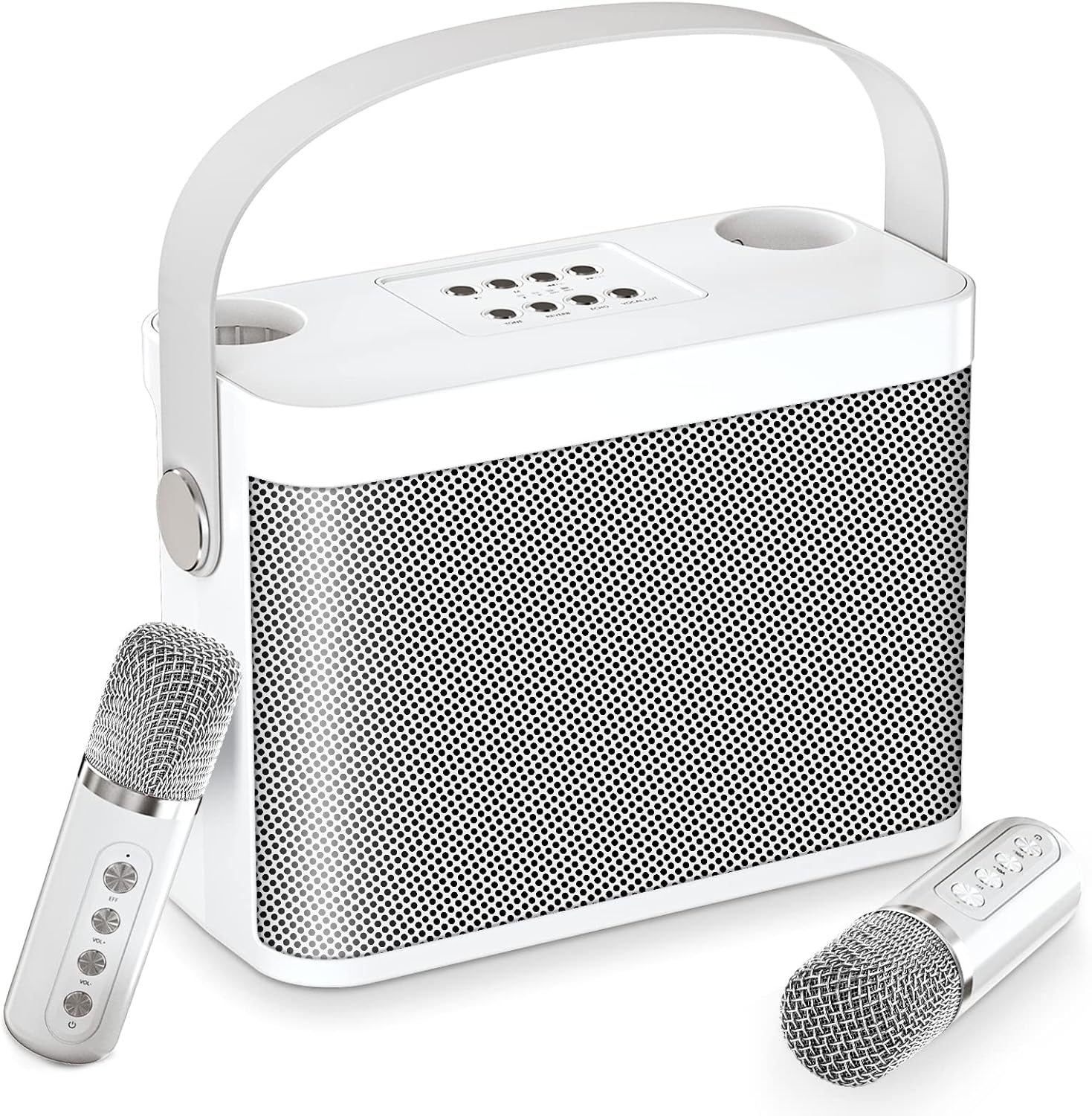 Karaoke Machine with 2 Wireless Microphones for Adults/Kids, 2023 Upgraded PA Speaker System, Singing Machine with Echo and Vocal Cut, Supports TF, AUX-in, for Home Party, Meeting, Wedding : Musical Instruments