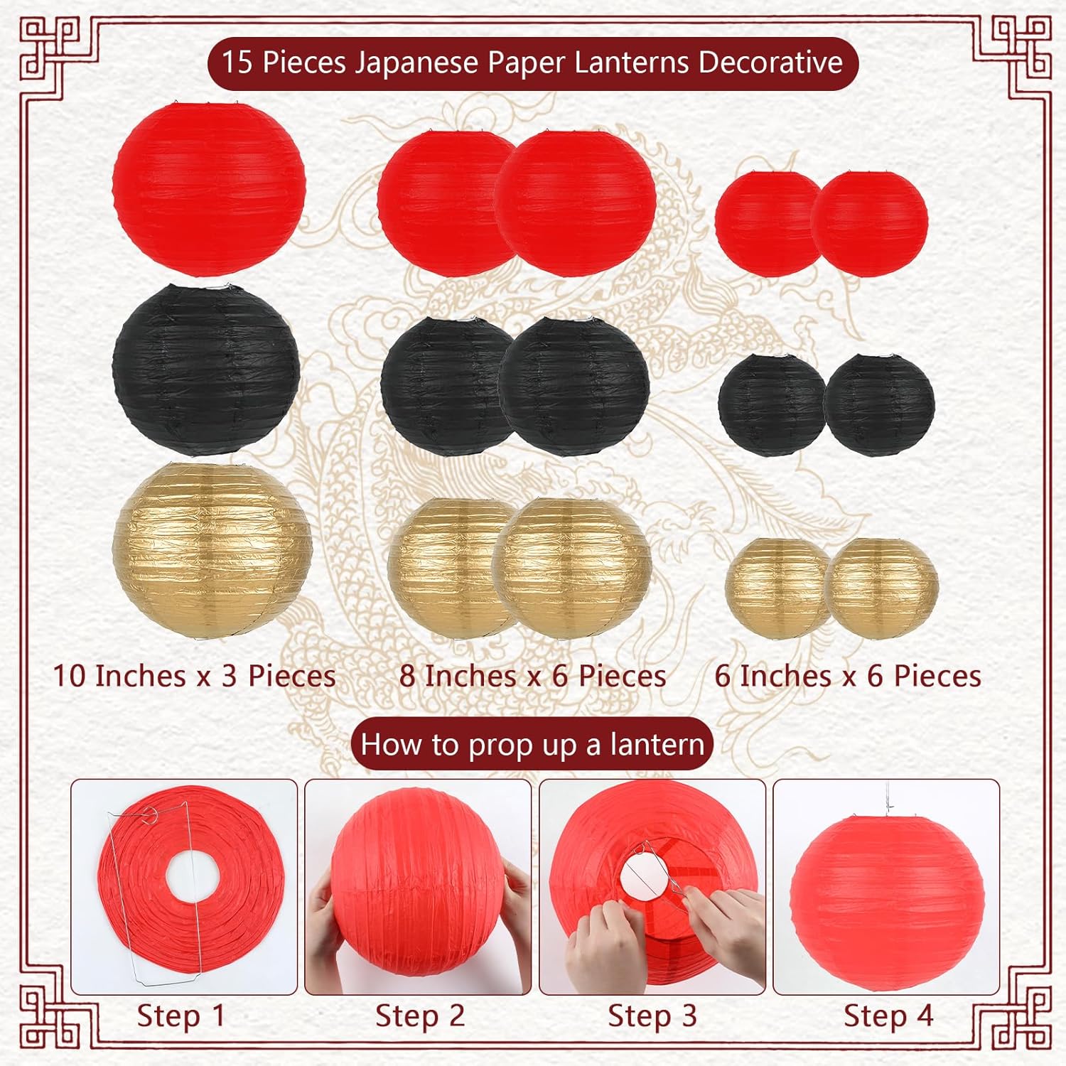 party greeting 28 Pcs Hibachi Party Decorations Asian Chinese Japanese Party Supplies Includes 15 Pcs Chinese Paper Lanterns 12 Pcs Japanese Folding Fans 32.8 Ft Chinese New Year Dragon Pennant Banner