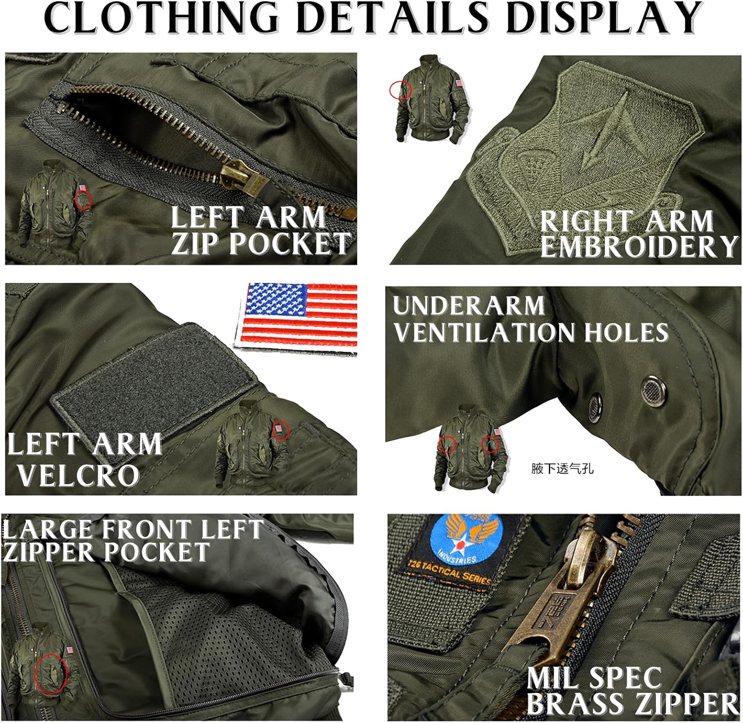 Men's Bomber Jackets Lightweight Windbreaker Flight Jackets Sportswear Jacket Casual Active Coat Outwear