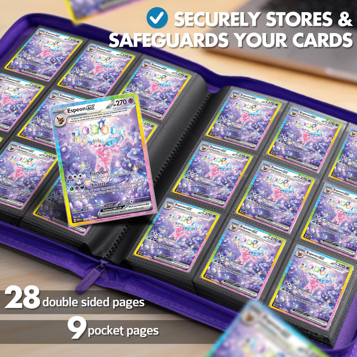 Raccoglitore di carte collezionabili per carte, Raccoglitore di carte Pokemon a 9 tasche, Raccoglitore di carte sportive con caricamento laterale 504, Raccoglitore di carte Yugioh, Raccoglitore di
