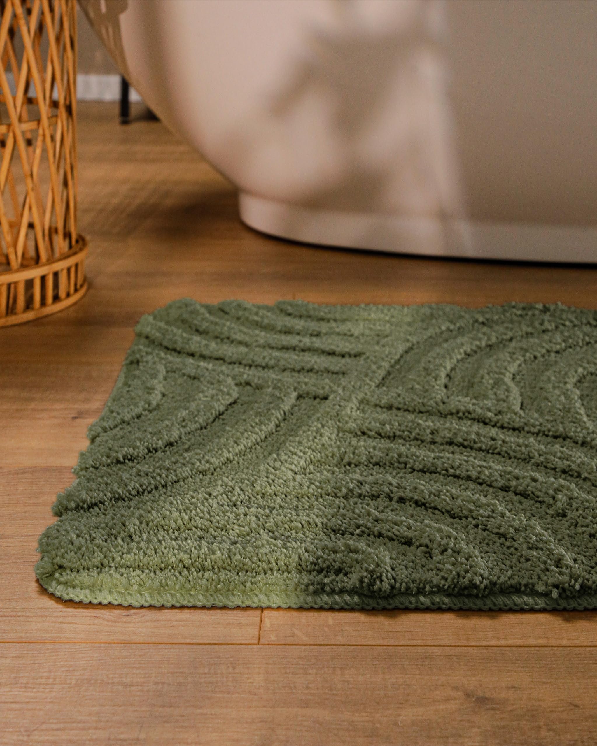 Wecon Home Badteppich Fiete, 55 x 65 cm, kiefern grün | Hoch-Tief-Struktur, waschbar 30°C, rutschhemmend