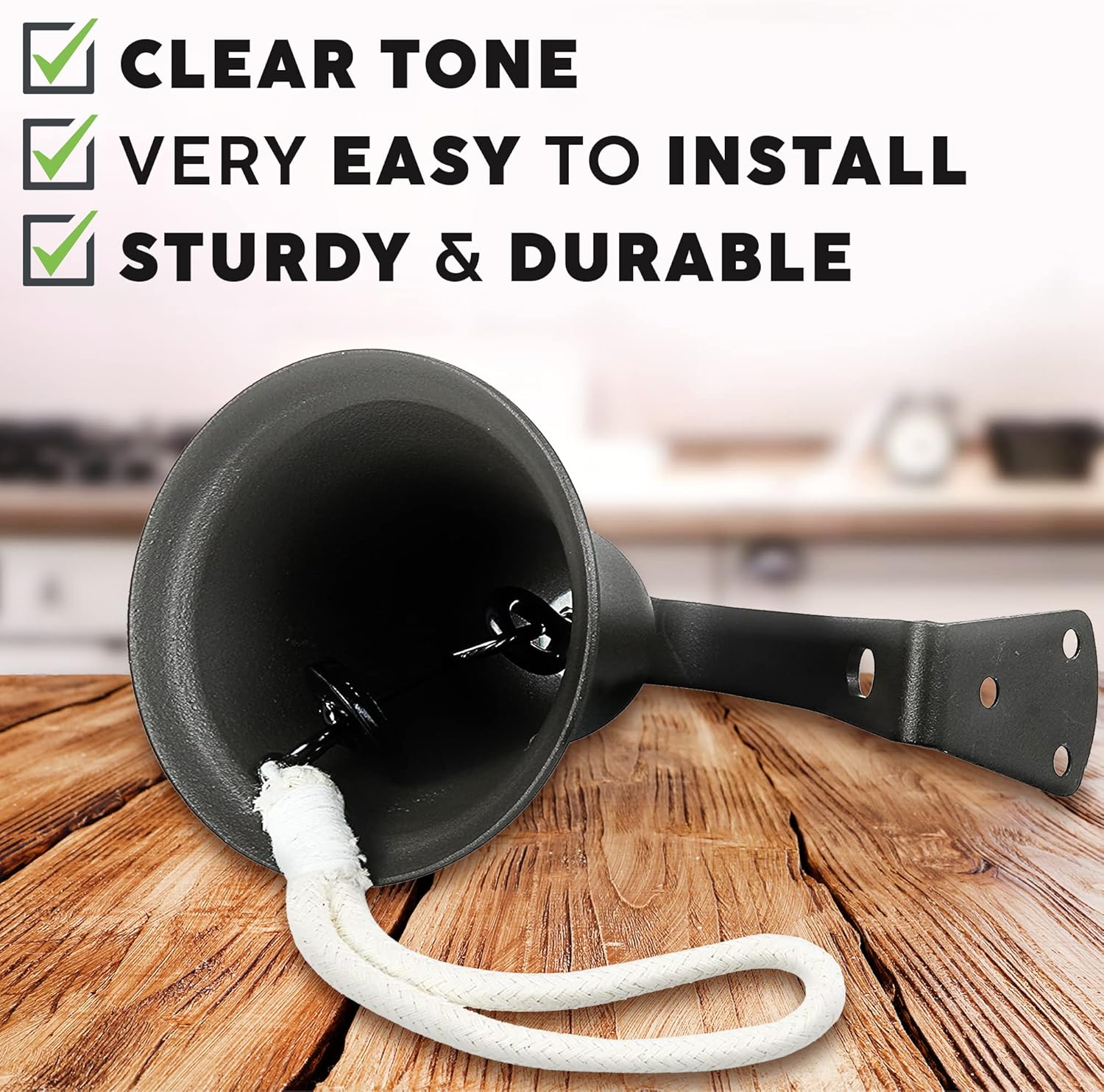 Upstreet's Outdoor & Indoor Dinner Bell - Large Cast Iron Bell, Ideal for Wall or Hanging, Suitable for Home, School or Church