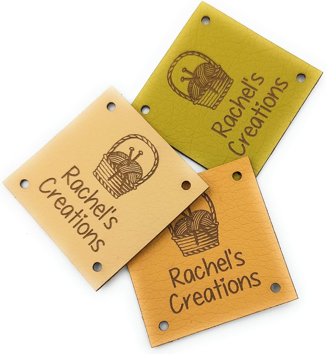 Custom clothing labels for knitting, crochet, sewing - tags for handmade items - leather labels - personalized faux leather tags - set of 25