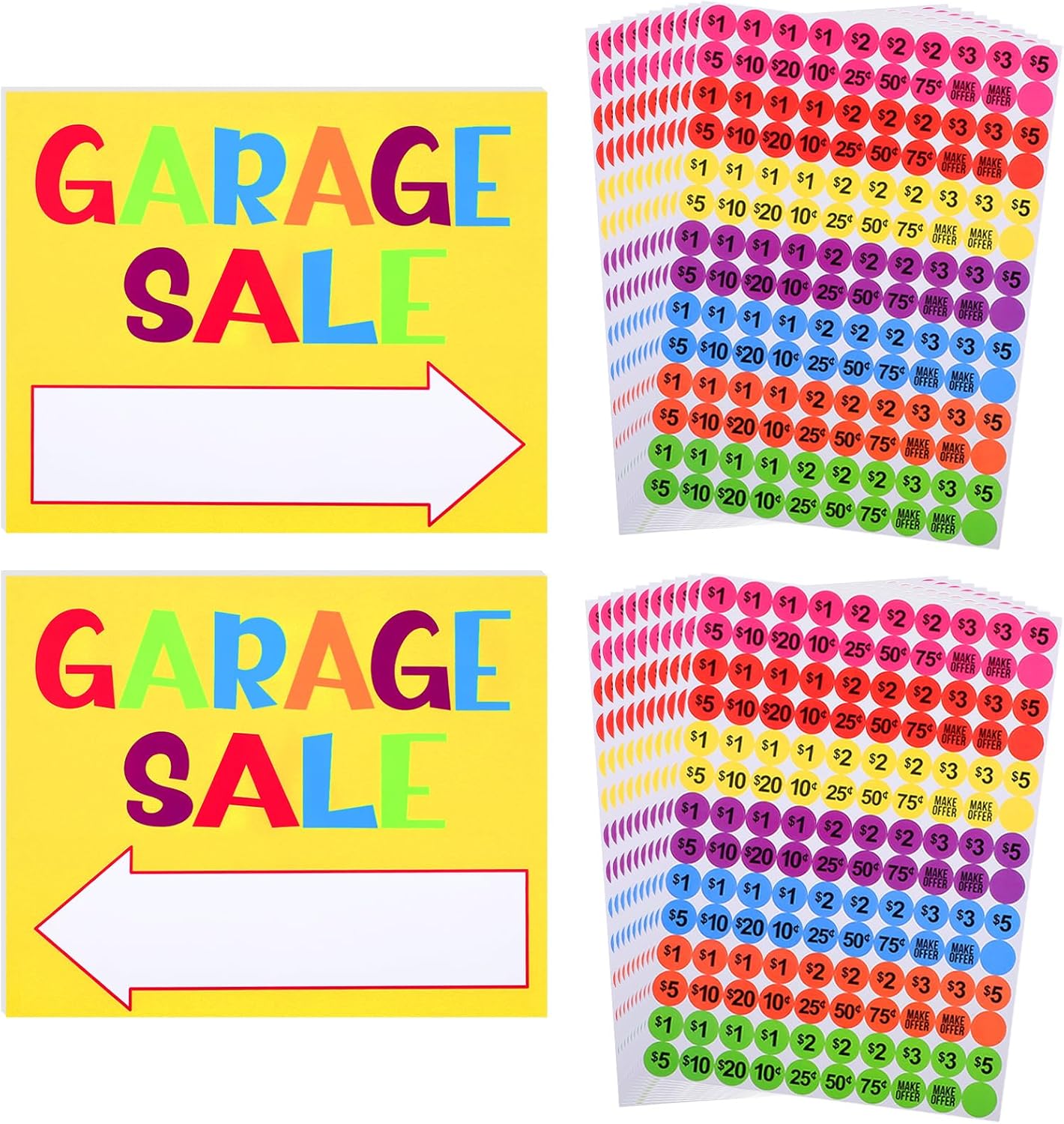 Jetec 2 Pcs Double Sided Garage Sale Sign Kits Includes 14
