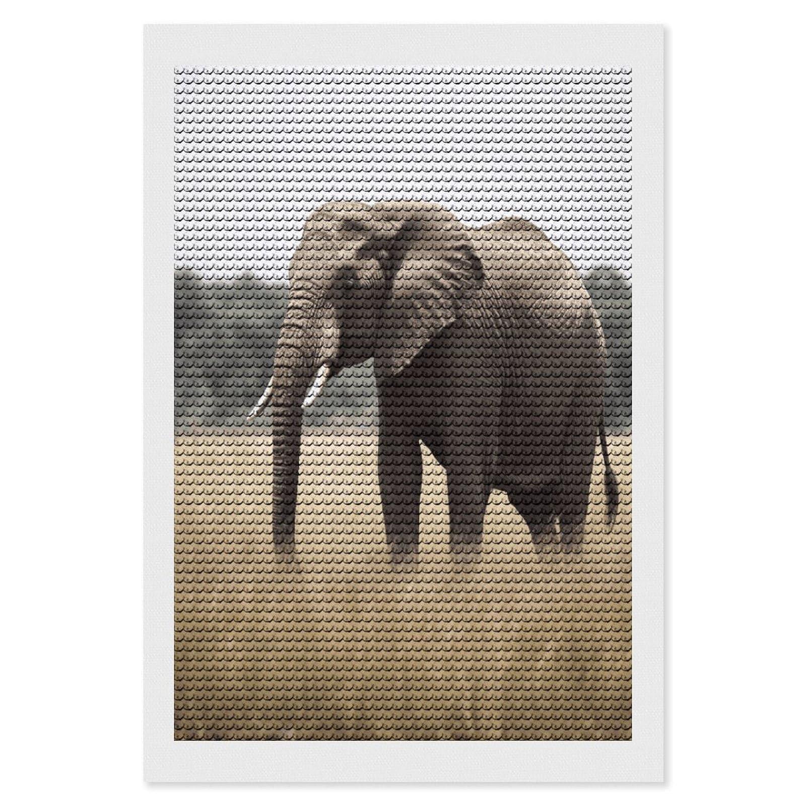 Elephant Diamond Art Kits for Adult Round Full Drill Diamond Dots Paintings for Beginner Picture Art DIY Diamond Painting Kits 5D Diamond Art Painting for Home Wall Decor 8"x12"