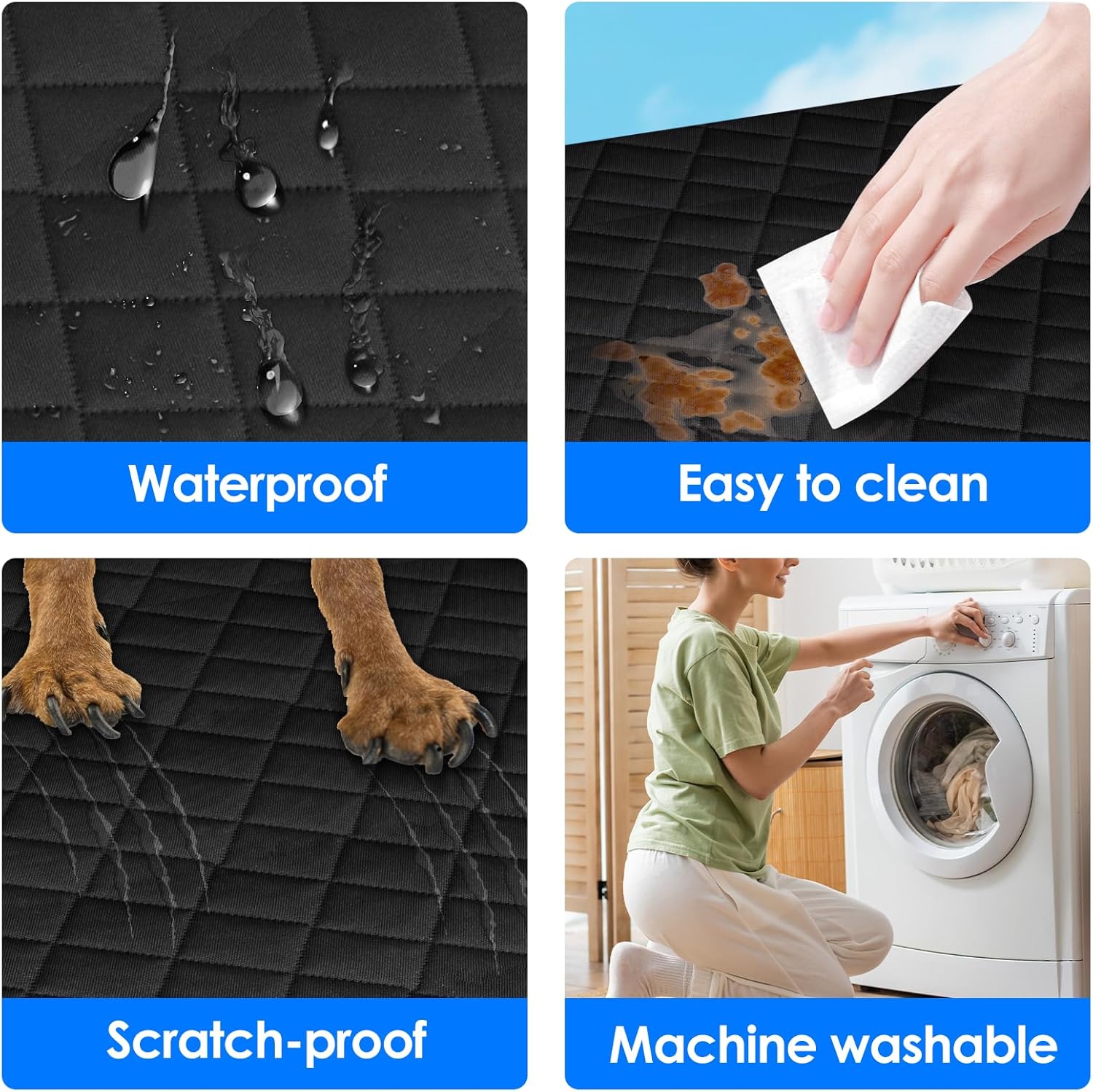 ROOMTEC Back Seat Extender for Dogs with Detachable Hard Bottom, Waterproof Dog Car Seat Cover,Holds 400lbs with Mesh Window and Storage Pocket, for Car, SUV, Truck,Black,Medium