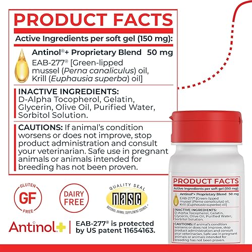 Miniatura 6 de Suplemento para la movilidad, la cadera y las articulaciones para perros, mejillones de labios verdes y aceite de krill, suplemento para las