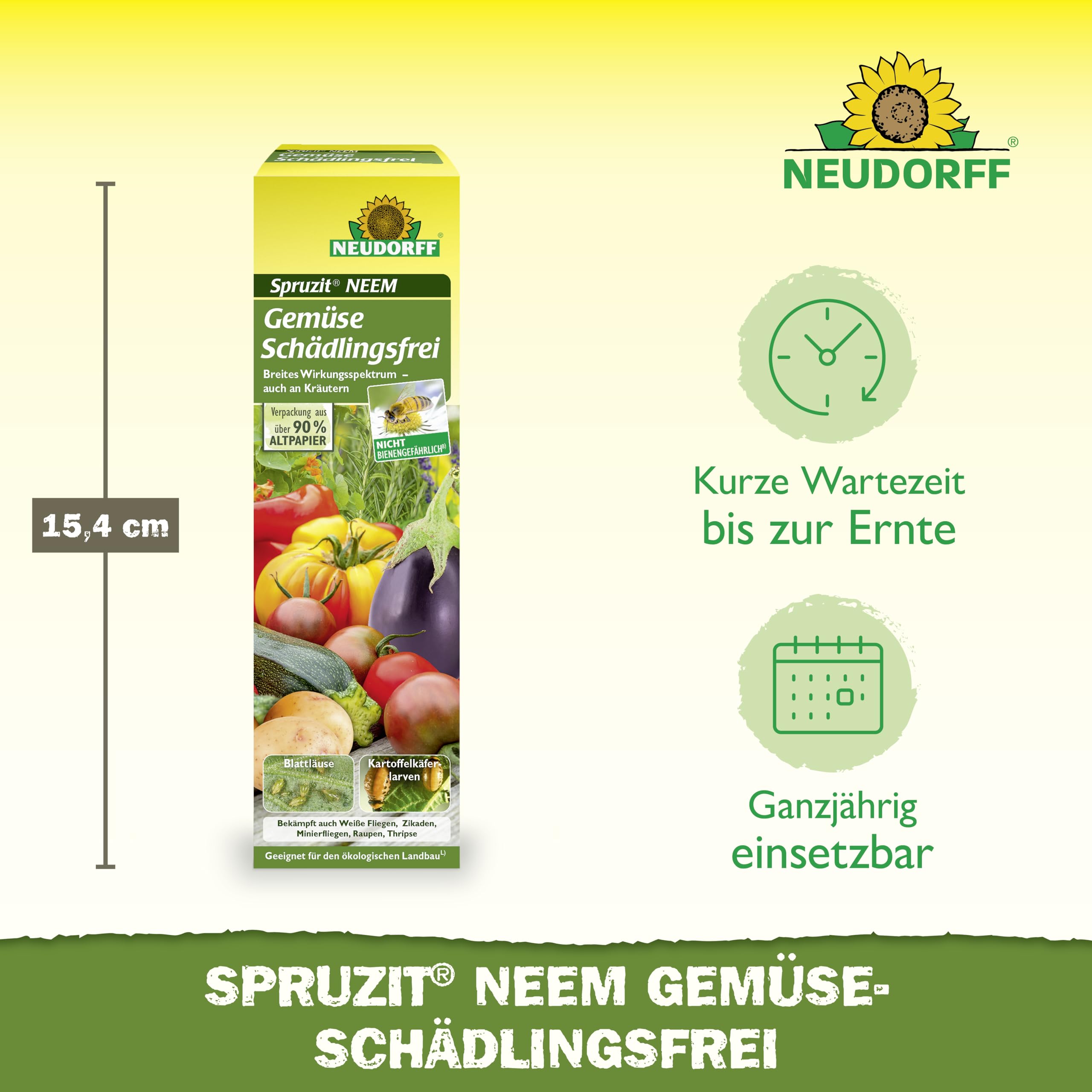 Neudorff Spruzit NEEM - Concentrato per la lotta contro parassiti come afidi, moscerini e bruchi su verdure ed erbe, 75 ml