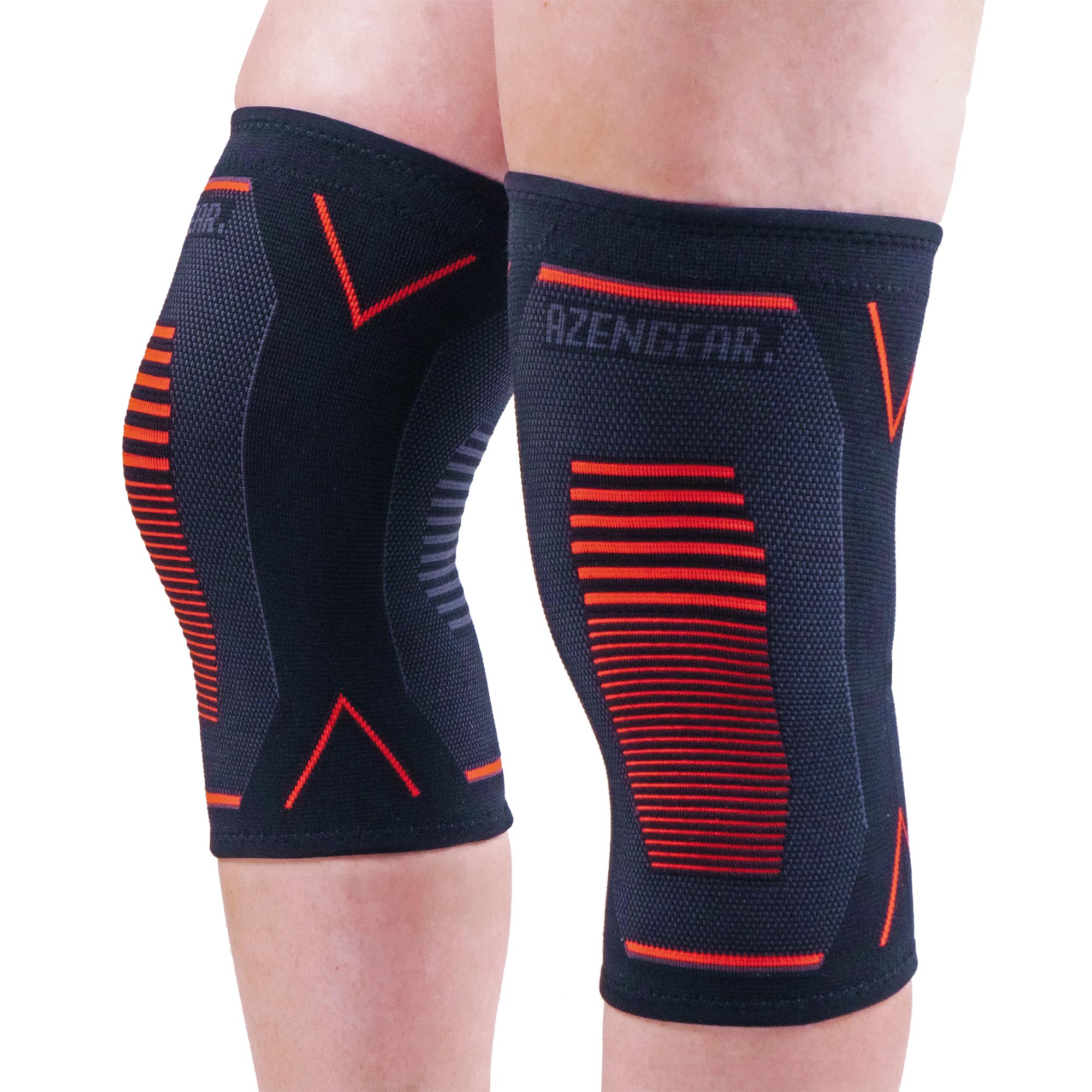 aZengear Knee Support Brace (Pair) - Compression Knee Sleeve for Joint Pain, Ligament Injury, Meniscus Tear, Arthritis, ACL, MCL, Running, Weightlifting, Squats (XL)