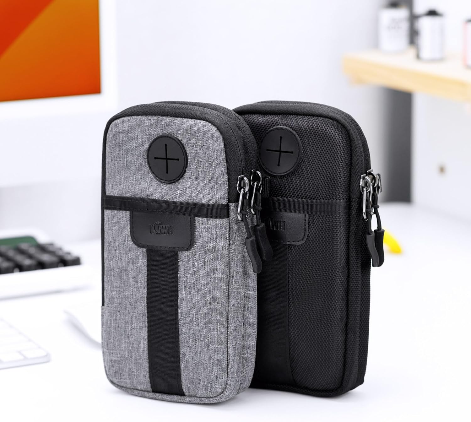 Travel Cell Phone Pouch,Dual Phone Holster Crossbody Bag with Shoulder Strap for iPhone 17 16 15 14 Pro Max Plus Passport ID Card, Universal Cellphone Walking Purse Wallet Belt Pouch Holder - Gray - Image 2