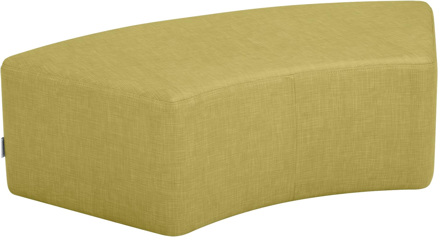 Learniture Shapes Series II Structured Vinyl Soft Seating with Durable Frame-S Curved Bench/Stool 12" H-Green Crosshatch, Height