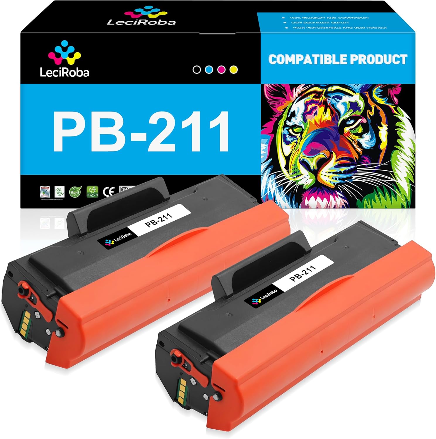 LeciRoba Compatible Toner Cartridge Replacement for Pantum PB-211 PB211 PB-211E PB211EV Black Toner Cartridge for Pantum P2502W P2500W P2200 M6500NW M6550NW M6552NW M6600NW M6602NW Printer (2-Pack)
