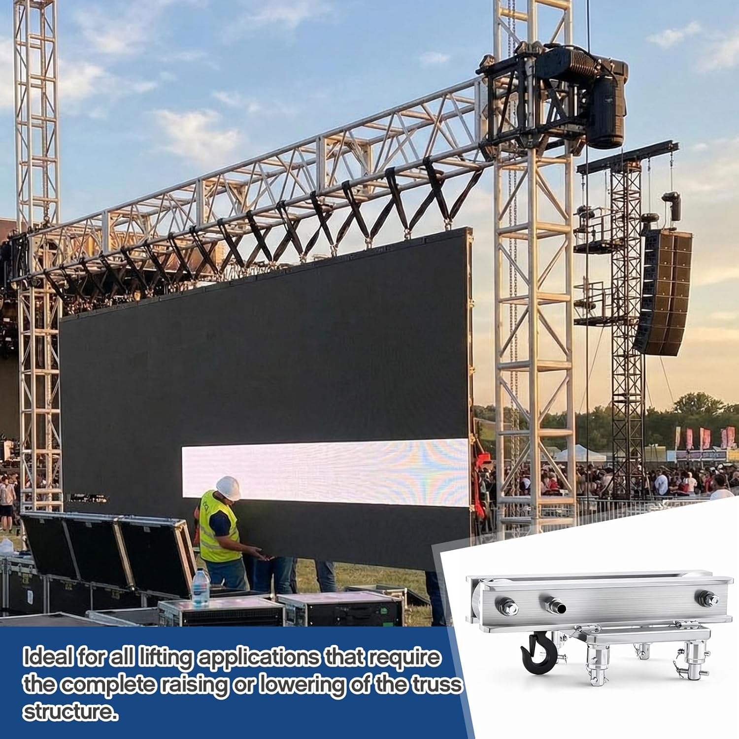Stage Truss Lift Support Top Section for F34 Truss System,Aluminum DJ Lighting Hoist Component with Wheels,Portable Stage Equipment for Concerts, Events, and Shows