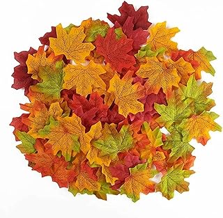 300 Pcs Autumn Leaves Decorations,Autumn Home Decor,Artificial Maple Decorate Mixed Colored Leaf Table Scatters,Fall Ornaments,Wreath Diy Crafts,Art Scrapbook,for Holiday,Thanksgiving,Halloween Party