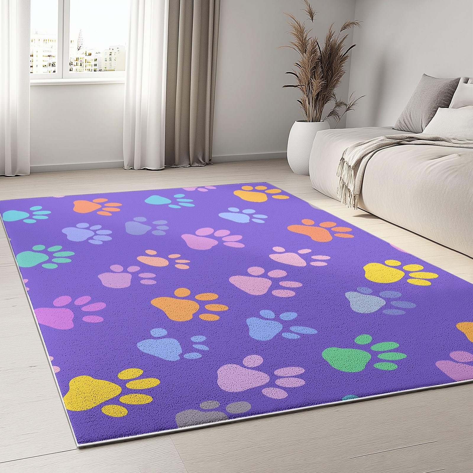 Tapis de chambre violet 80x150 cm résistant pour toute la famille