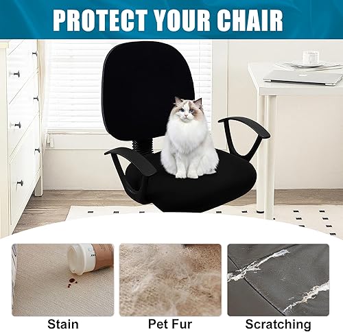 Miniatura 8 de smiry Fundas de asiento para silla de computadora de oficina, suaves, elásticas, lavables, universales, giratorias, protectores de cojín para silla