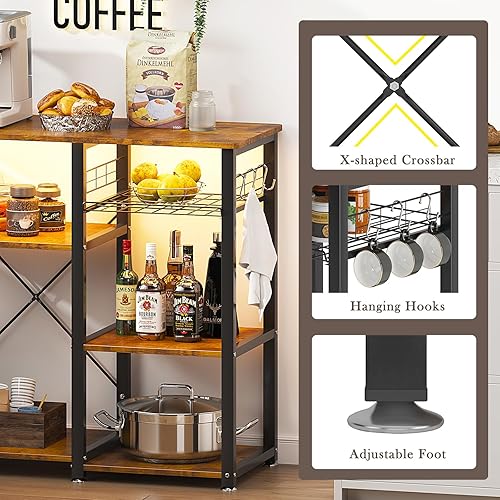Miniatura 12 de SogesHome Estante de 4 niveles para microondas, estante organizador de almacenamiento de cocina, aperitivo de café para el hogar, cocina, sala de