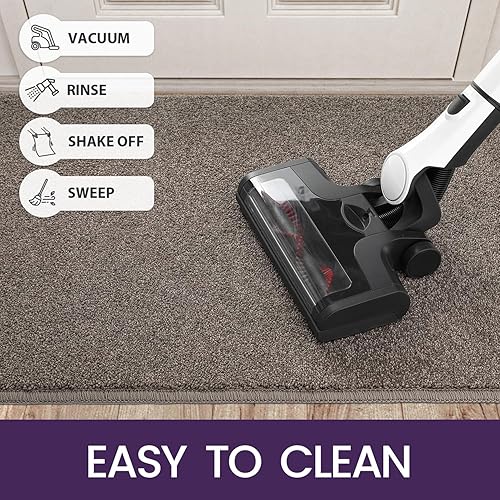 Miniatura 6 de DEXI Tapete para puerta de perfil bajo, tapete antideslizante para interiores para el interior de la casa, 3 x 5 pies, color marrón grisáceo