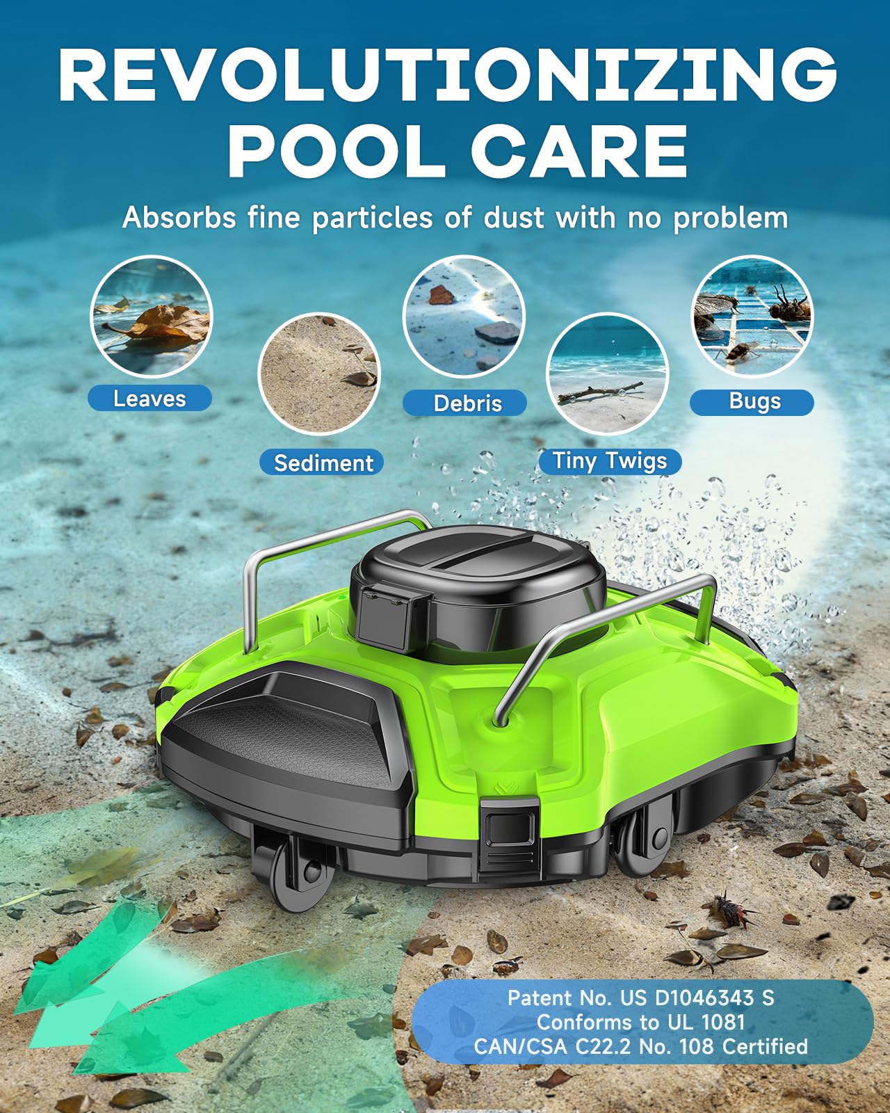 【Mise à niveau 2025】 Robot aspirateur de piscine sans fil Robot de nettoyage automatique de piscine 25 ° escalade, temps de fonctionnement de 120 minutes, auto-stationnement, aspirateur de piscine à