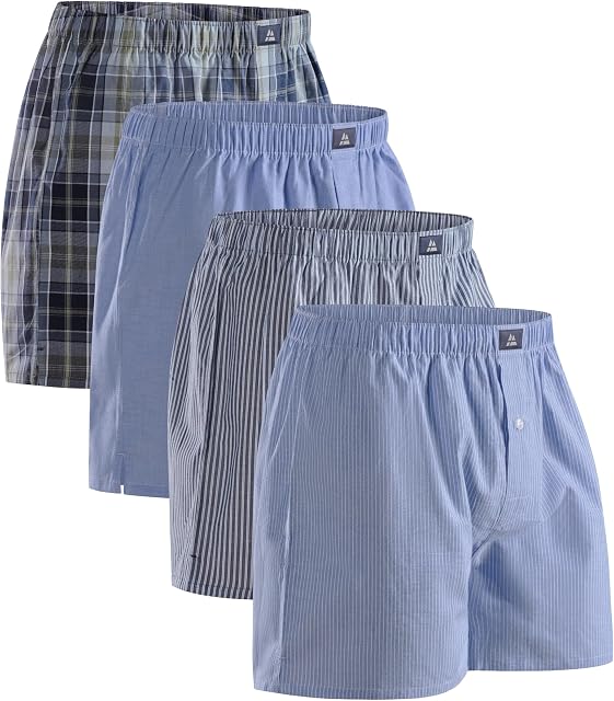 DANISH ENDURANCE Luźne Bokserki Męskie, Bielizna z Organicznej Bawełny, Wygodne, dla Mężczyzn, 4-PACK
