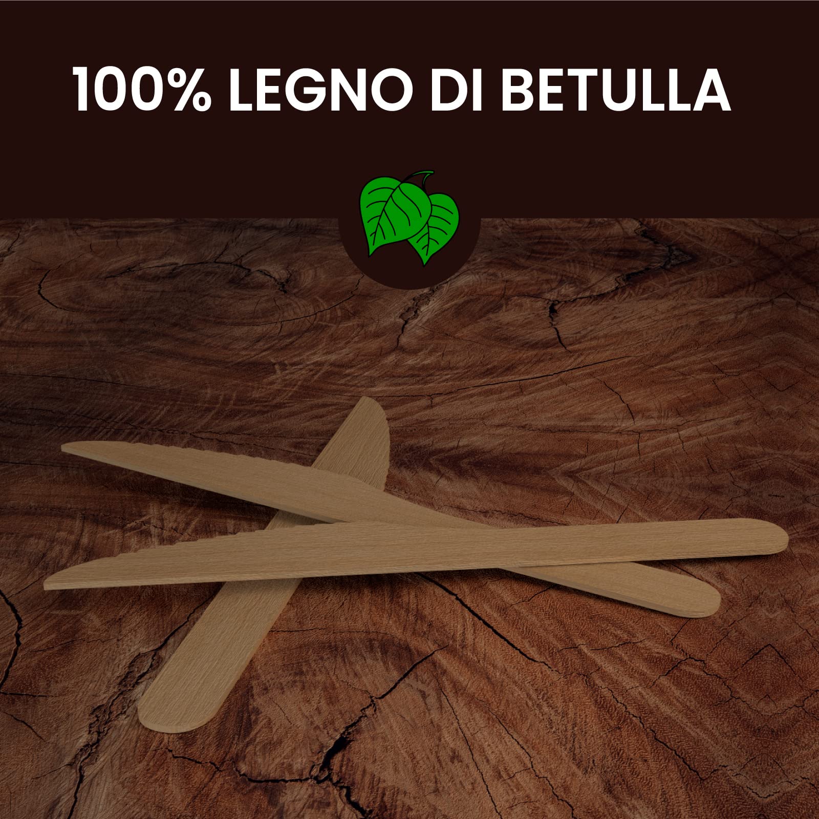 1000 Baciato Caffè Coltelli Ecologici in Legno di Betulla Monouso 100% Naturali Biodegradabili e Compostabili Posate Usa e Getta