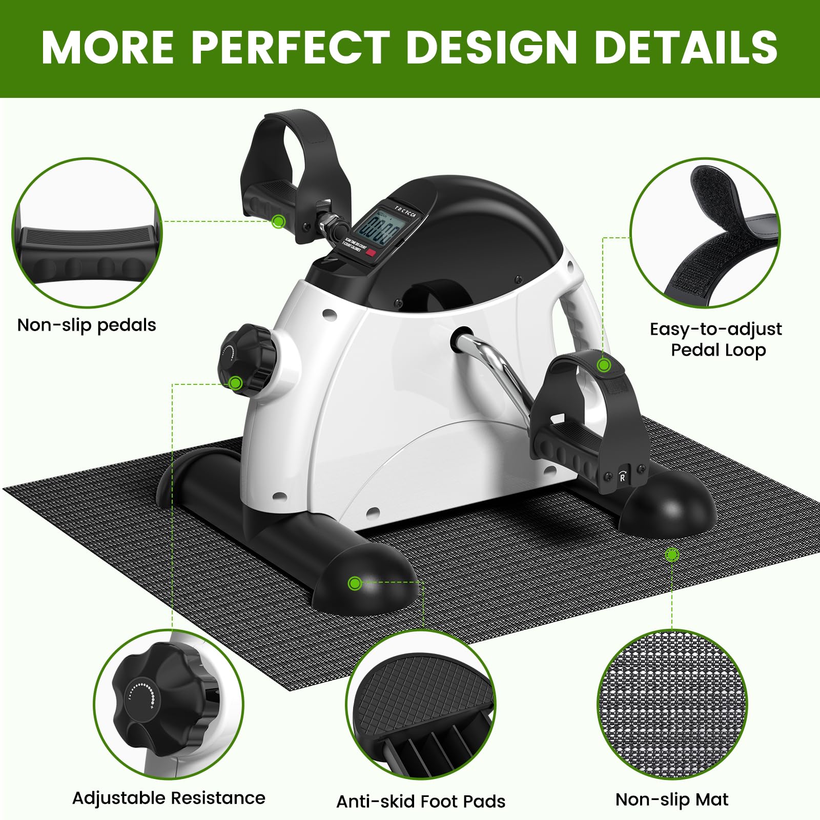 Sportneer Pedaltrainer pour personnes âgées, mini hometrainer avec écran LCD, appareils de fitness pour la maison – vélo de table, ergomètre pour seniors, entraîneur de bras et de jambes pour seniors