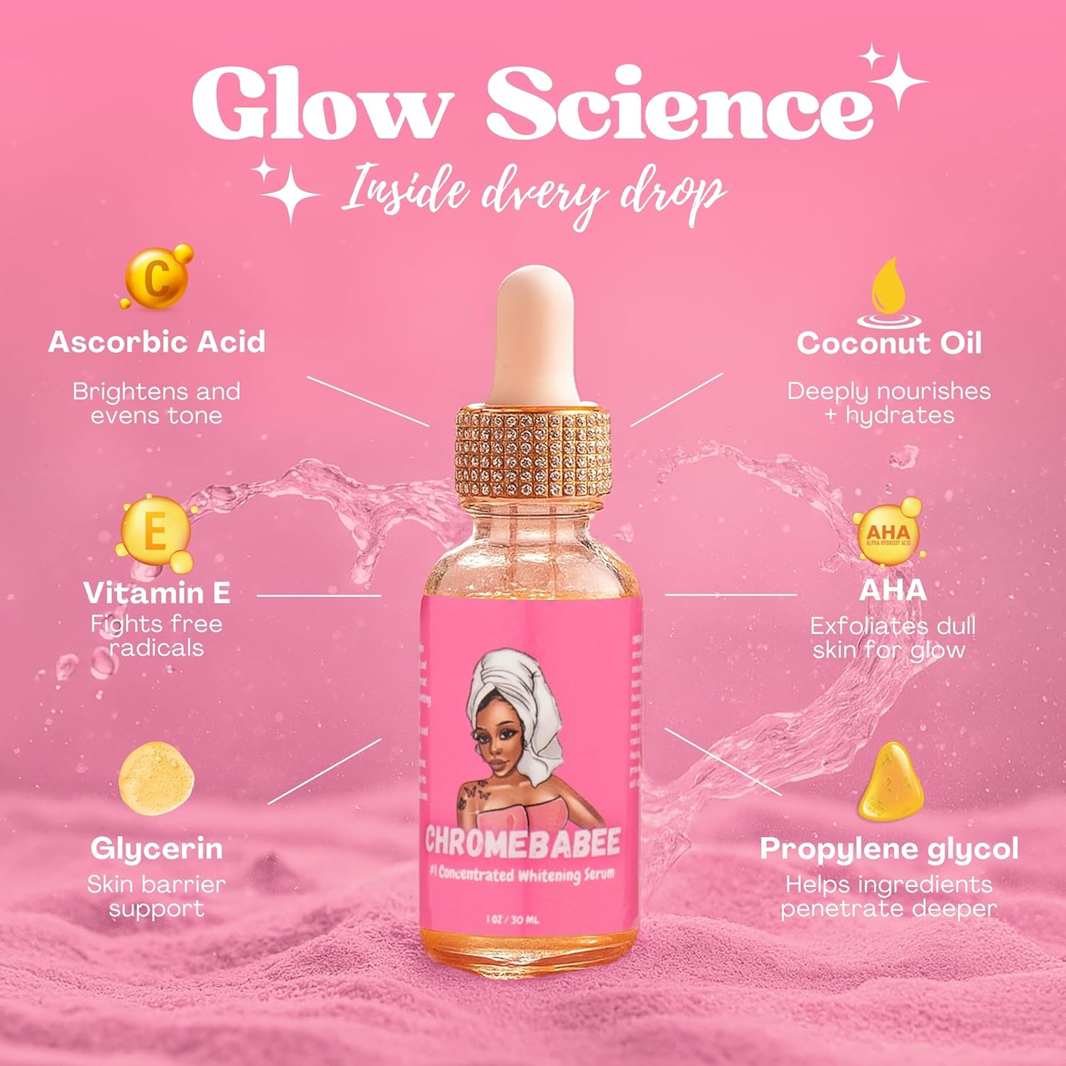 Brightening Serum with Coconut Oil, Vitamin E, and AHA – 1 fl oz - Image 5