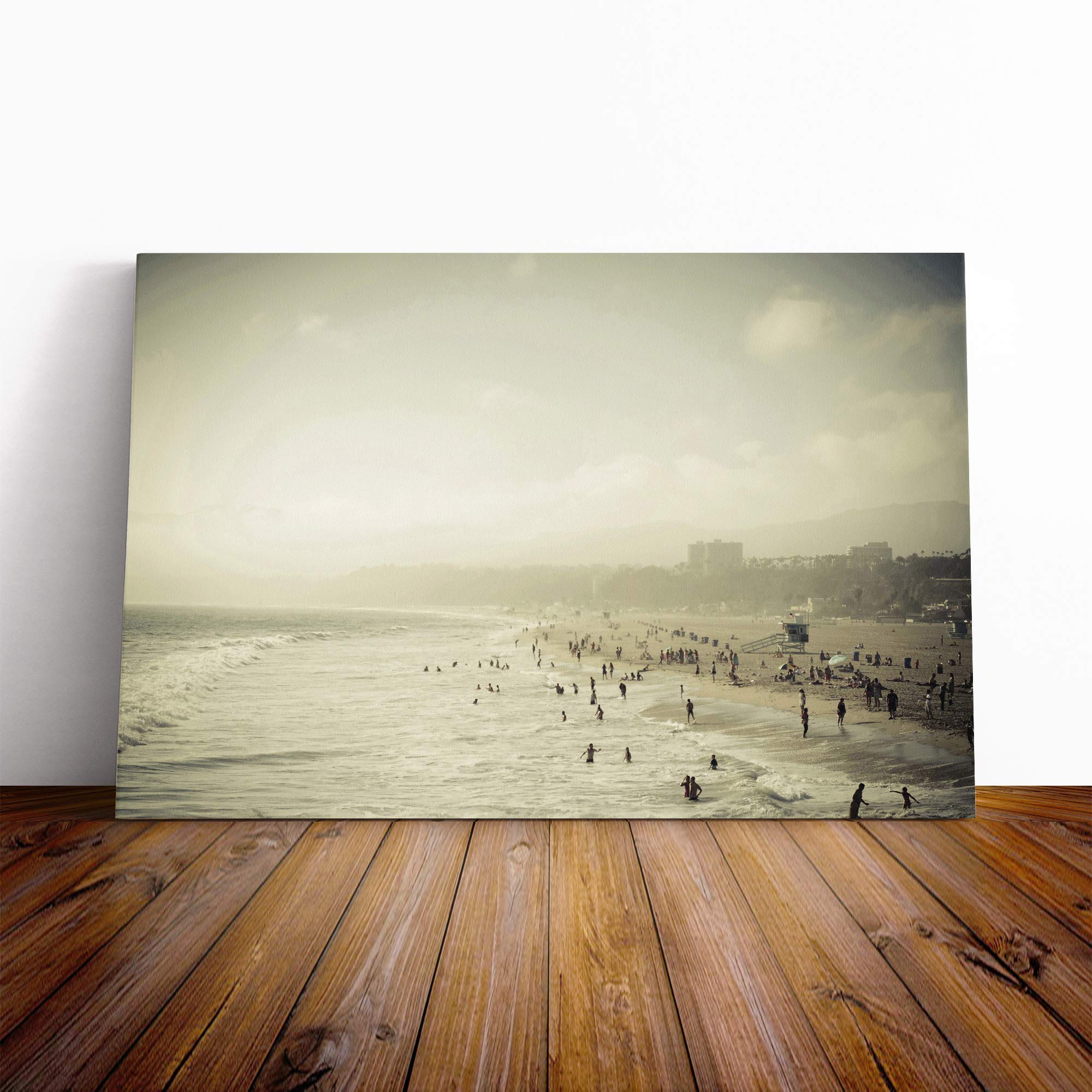 California Beach USA Canvas Print | Gallery Wrapped 30mm Frame Wall Art | 20x14 inches | Ready to Hang | Modern Seascape Picture | Living Room Bedroom Lounge Office