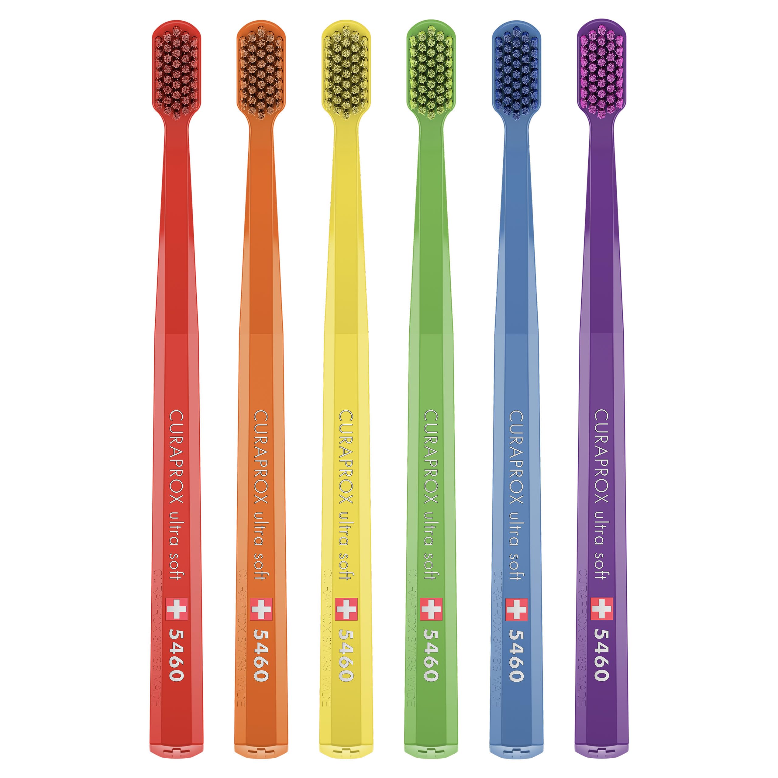 Curaprox Cepillo de dientes Manual Edición Limitada Rainbow | Ultrasuave para Encías y Dientes Sensibles | Paquete de 6 / Diseño Colorido/​Fabricado en Suiza