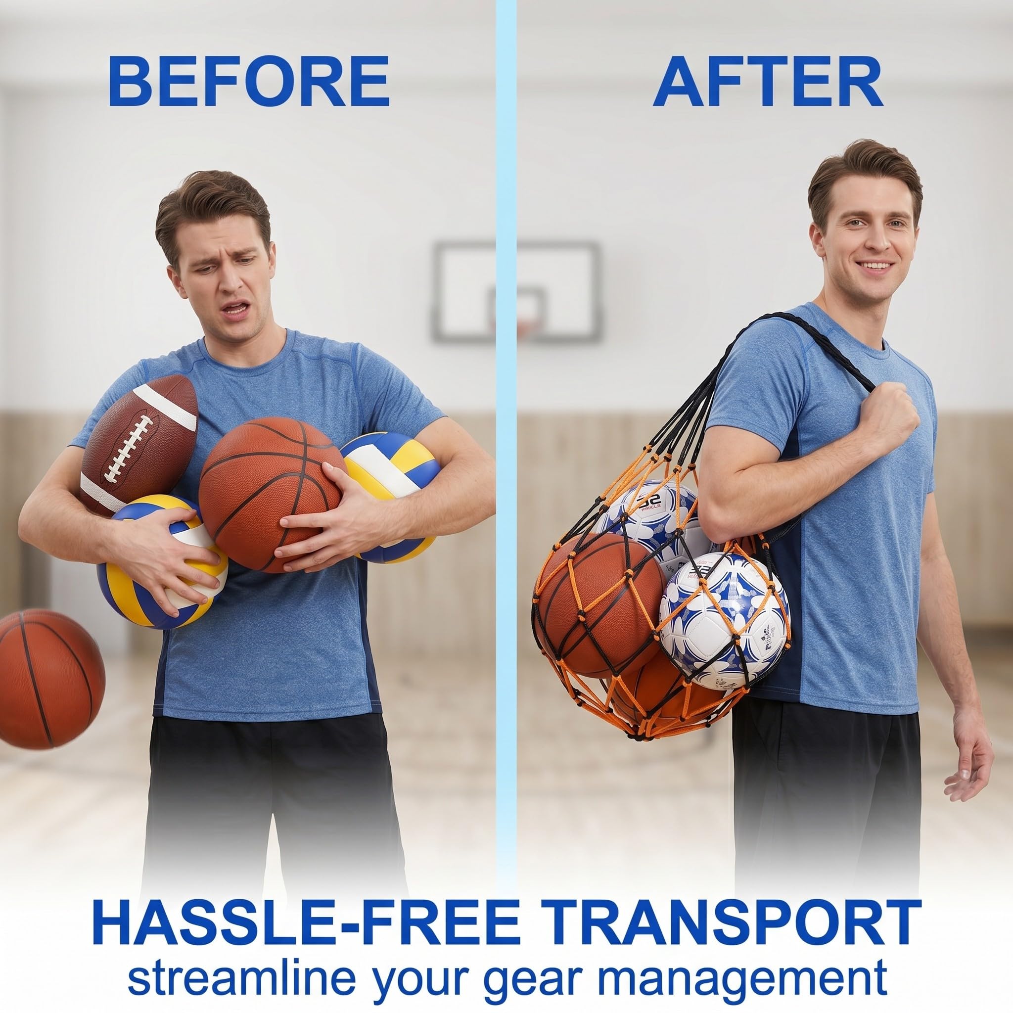 Redes para Balones + Agujas Inflables Malla de Nailon Resistente Fútbol Baloncesto Voleibol Kit Transporte