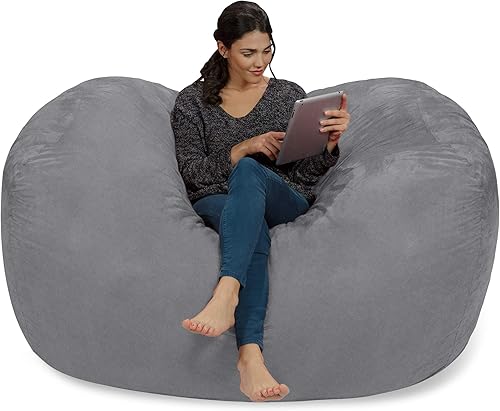 Miniatura 91 de Cozy Sack - Sillón de puff: Gran bolsa para muebles de espuma viscoelástica de 6 ft y tumbona grande – sofá grande con funda de microfibra suave