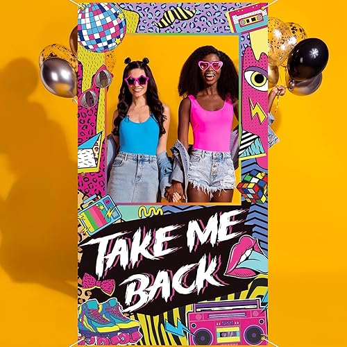 Miniatura 3 de Decoraciones de fiesta de los años 80 y 90, estilo retro de los años 90, 1980, temática de discoteca, accesorios para cabina de fotos, cartel de los