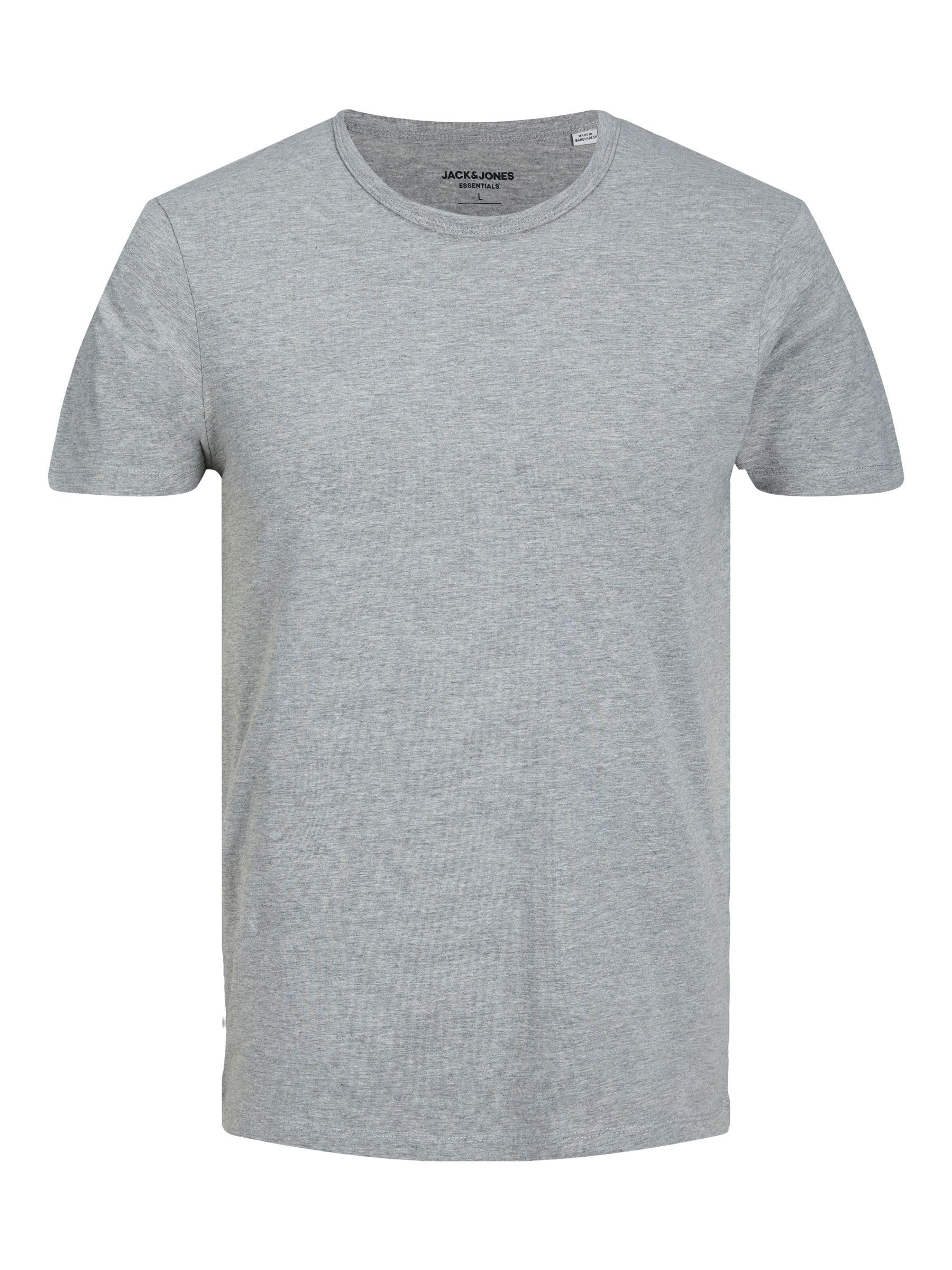 JACK&JONES Men's JJEBASIC O-Neck TEE S/S NOOS T-Shirt, Light Grey Melange, XS