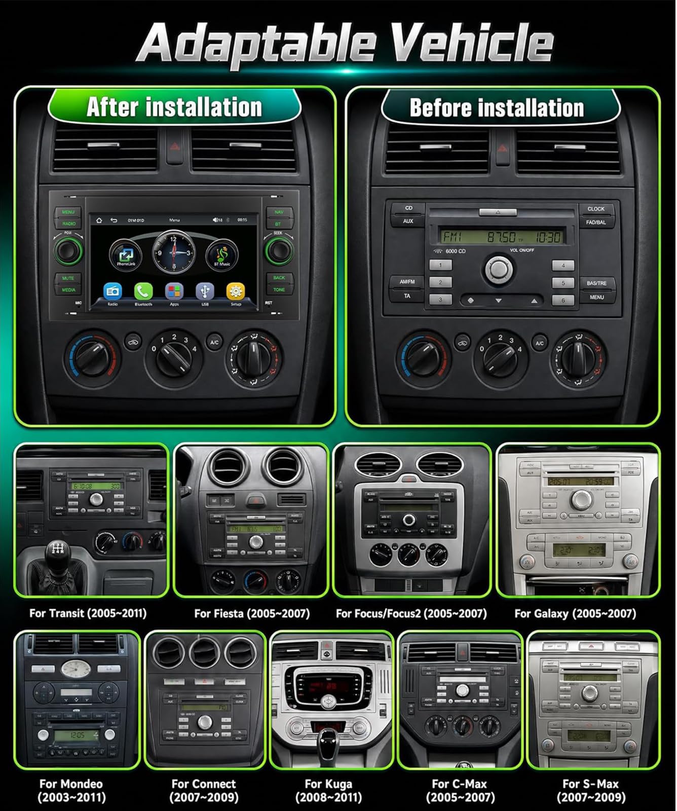 dla Focus MK2 C-Max S-Max Kuga Fiesta Transit Fusion Mondeo Galaxy Connect