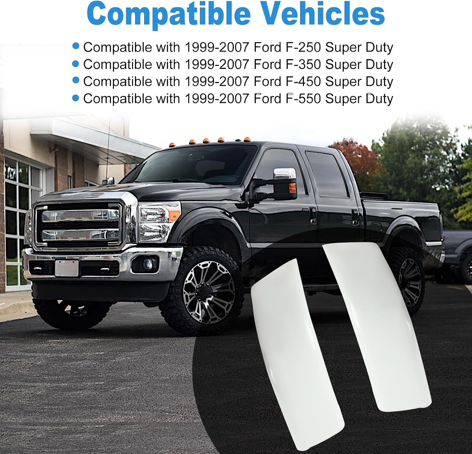 2PCS Upgraded Roof Molding Compatible with 1999-2007 Ford F-250 F-350 F-450 F-550 Super Duty Replacement for YC3Z-2551728-PTM YC3Z-2551729-PTM Left and Right Roof Side Trim Molding(White)