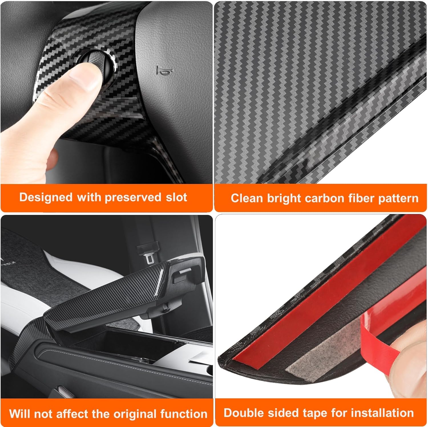 Central Control Dashboard Panel Compatible with Tesla Model 3 2017-2023 Tesla Model Y 2020-2023, Co-Pilot Dash Board Protective Cover, Car Accessories Carbon Fiber Interior Trim ABS