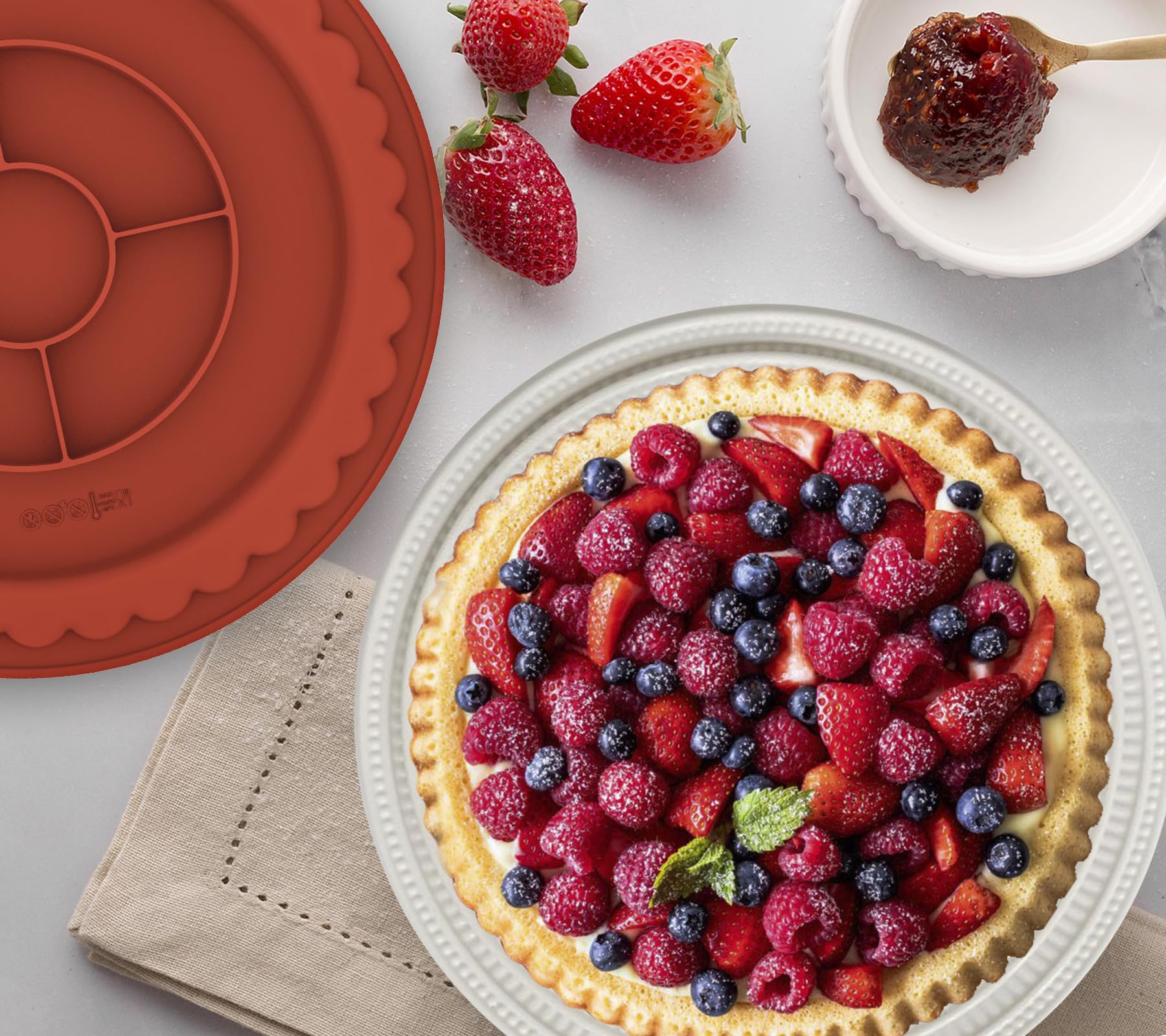 webake Moule à tarte aux fruits - 26 cm - En silicone - 1 pièce - Moule à gâteau - Moule à gâteau - Moule à gâteau - Moule à gâteau - Moule à gâteau - Moule à gâteau - Moule à gâteau