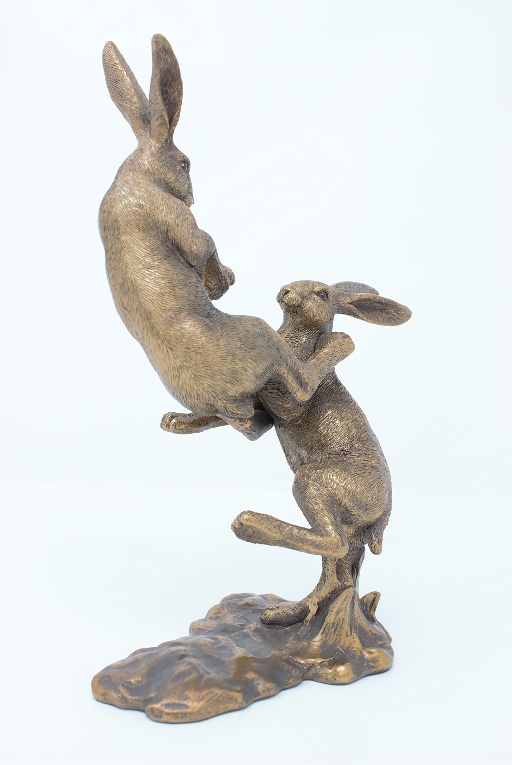 Reflections FIGHTING HARES Bronze Effect Contemporary Sculpture Ornament
