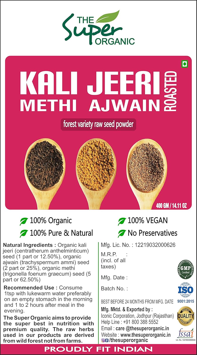 The Super Organic Kali Jeeri Methi Ajwain Mixture Powder 400 Gm